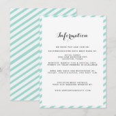 D'accompagnement Carte d'insertion turquoise Blue Stried Mariage In (Devant / Derrière)