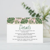 D'accompagnement Carte d'insertion verte feuille rose mariage (Debout devant)