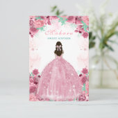 D'accompagnement Carte d'invitation d'anniversaire rose sweet sixte (Debout devant)