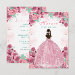D'accompagnement Carte d'invitation d'anniversaire rose sweet sixte