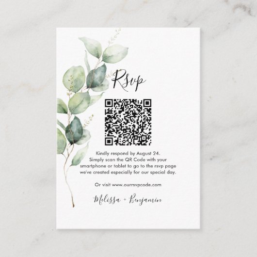 D'accompagnement Carte d'invitation de mariage avec code QR Eucalyp (Devant)