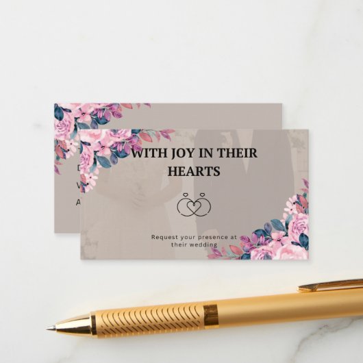 D'accompagnement Carte d'invitation de mariage joyeuse (Devant/Arrière en situation)