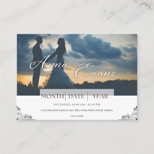 D'accompagnement Carte d'invitation de mariage monochrome Sentiment (Devant)