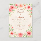 D'accompagnement Carte d'invitation de mariage simple rose (Devant)