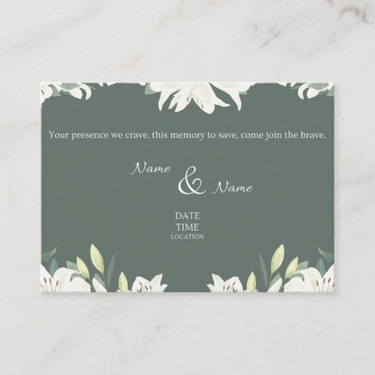 D'accompagnement Carte d'invitation de mariage verte et blanche (Devant)