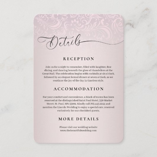 D'accompagnement Carte d'invitation de réception de mariage en dama (Devant)