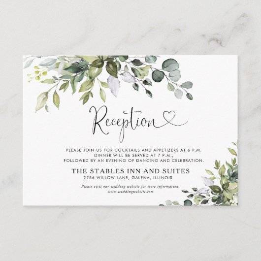 D'accompagnement Carte d'invitation de réception de mariage Eucalyp (Devant)