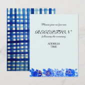 D'accompagnement Carte d'invitation de réception florale bleu indig (Devant / Derrière)