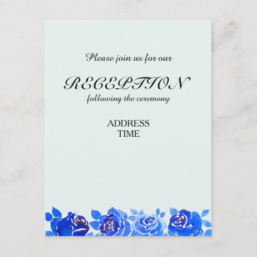 D'accompagnement Carte d'invitation de réception florale bleu indig (Devant)