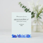D'accompagnement Carte d'invitation de réception florale bleu indig (Debout devant)