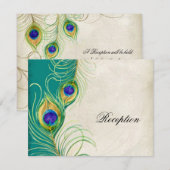 D'accompagnement Carte d'invitation de réception Peacock Feathers (Devant / Derrière)