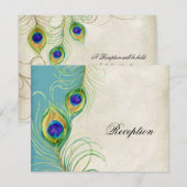 D'accompagnement Carte d'invitation de réception Peacock Feathers (Devant / Derrière)