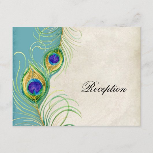 D'accompagnement Carte d'invitation de réception Peacock Feathers (Devant)