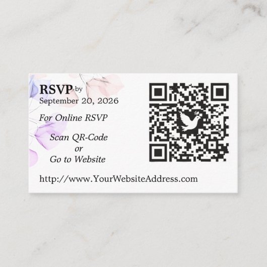D'accompagnement Carte d'invitation de réponse de mariage avec code (Devant)