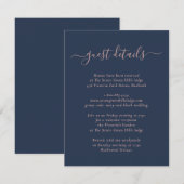 D'accompagnement Carte d'invitation élégante moderne bleu marine et (Devant / Derrière)