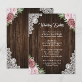 D'accompagnement Carte d'invitation florale en bois rose blush rust (Devant / Derrière)