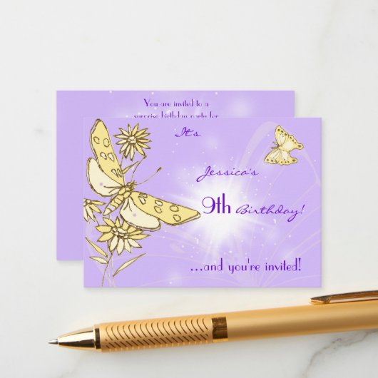 D'accompagnement Carte d'invitation Papillon Peche Pourpre (Devant/Arrière en situation)