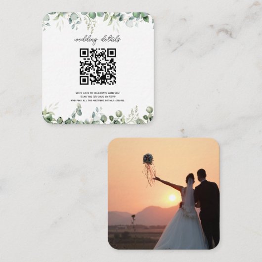 D'accompagnement Carte d'invitation QR Code Photo RSVP avec verdure (Devant / Derrière)