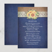 D'accompagnement Carte d'invité du Mariage de la Sunflower Navy (Devant / Derrière)