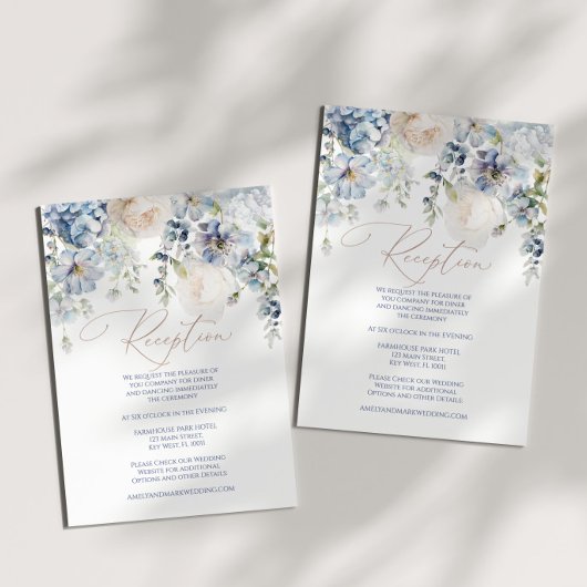 D'accompagnement Carte du boîtier de réception Blue Hydrangea & Ros