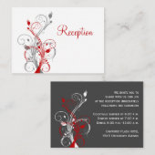 D'accompagnement Carte du boîtier de réception Floral Blanc, Gris,  (Devant / Derrière)