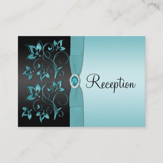 D'accompagnement Carte du boîtier de réception Floral bleu et noir (Devant)