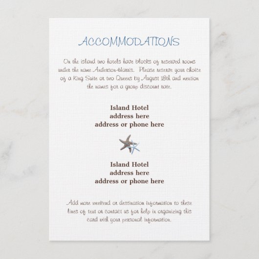 D'accompagnement Carte du boîtier Mariage Starfish (Devant)