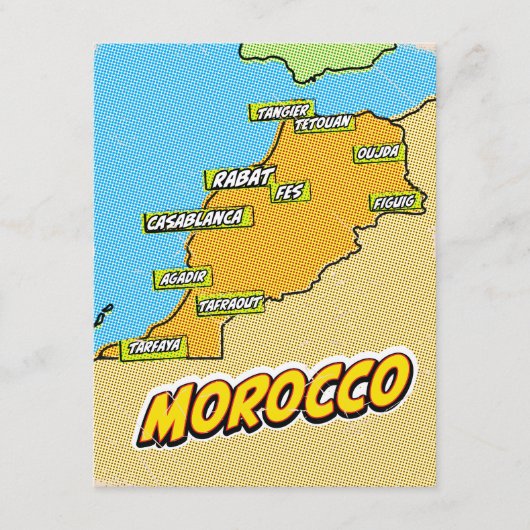 D'accompagnement Carte du Maroc illustrée dans le style Pop Art (Devant)