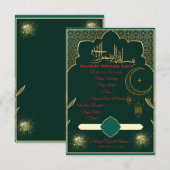 D'accompagnement Carte encartée islamique verte et orée (Devant / Derrière)