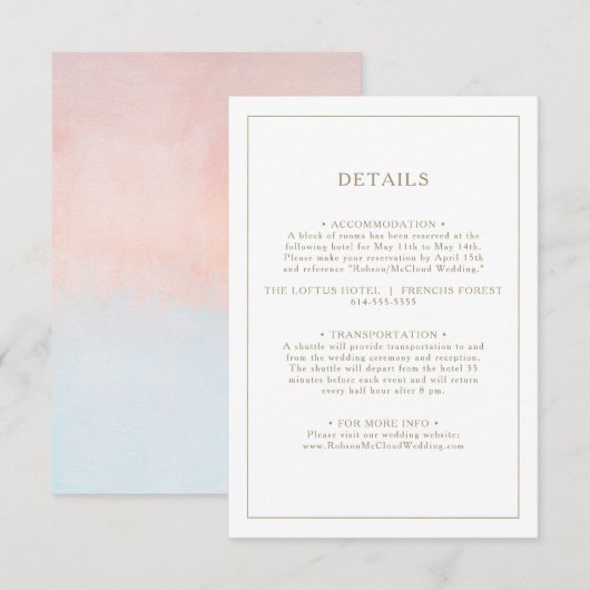 D'accompagnement Carte Enceinte Summer Sunset Watercolor Détails (Devant / Derrière)