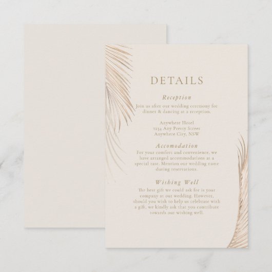 D'accompagnement Carte Feuille moderne Palm (Devant / Derrière)