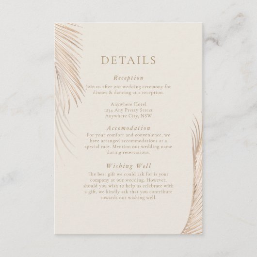 D'accompagnement Carte Feuille moderne Palm (Devant)