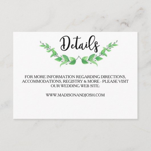 D'accompagnement Carte Feuille verte (Devant)