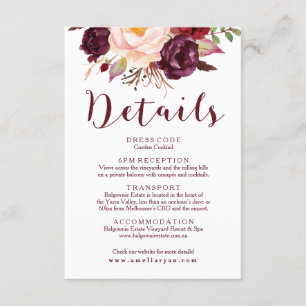 D'accompagnement Carte Floral Bourgogne Mariage Détails