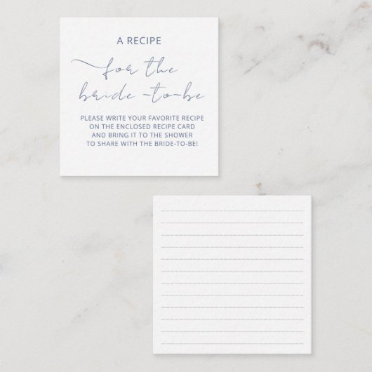 D'accompagnement Carte incluse "UNE RECETTE" pour la douche de la m (Devant / Derrière)