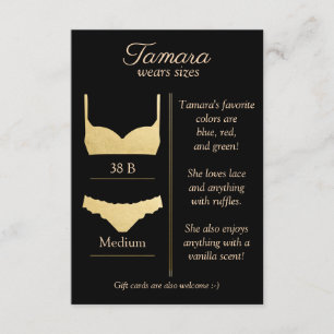 D'ACCOMPAGNEMENT CARTE INSERTION TAILLE LINGERIE : TOUTE COULEUR DE