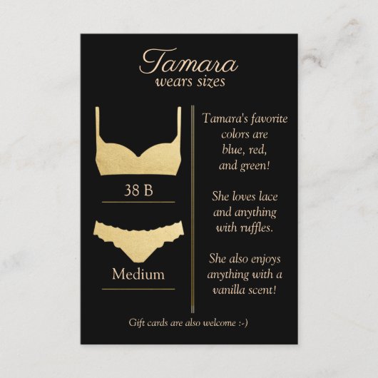 D'ACCOMPAGNEMENT CARTE INSERTION TAILLE LINGERIE : TOUTE COULEUR DE (Devant)