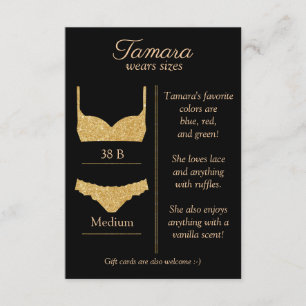 D'ACCOMPAGNEMENT CARTE INSERTION TAILLE LINGERIE : TOUTE COULEUR DE