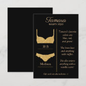 D'ACCOMPAGNEMENT CARTE INSERTION TAILLE LINGERIE : TOUTE COULEUR DE (Devant / Derrière)