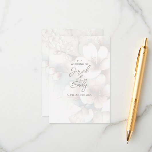 D'accompagnement Carte Mariage cerise en fleurs avec code QR (Devant/Arrière en situation)