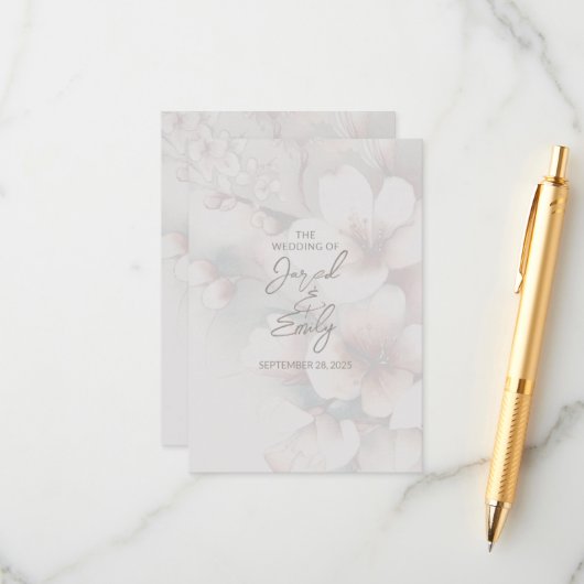 D'accompagnement Carte Mariage cerise en fleurs avec code QR (Devant/Arrière en situation)