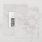 D'accompagnement Carte Mariage cerise en fleurs avec code QR (Devant / Derrière)