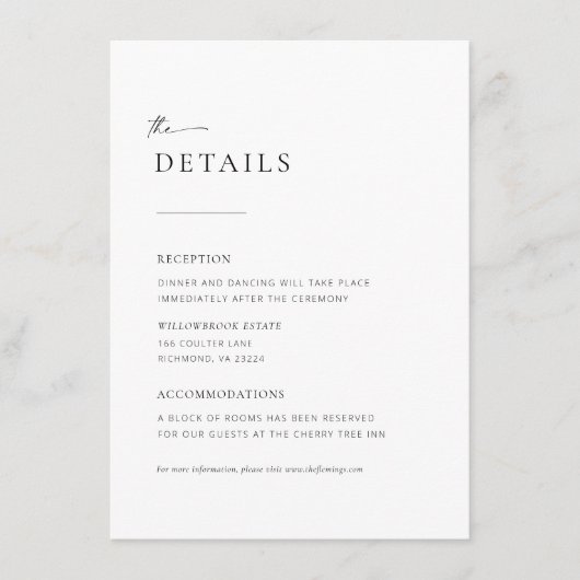 D'accompagnement Carte Mariage Chic + Simple Moderne Script (Devant)