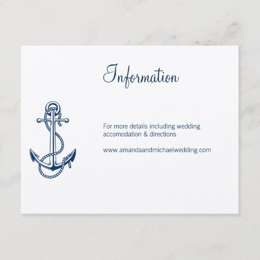 D'accompagnement Carte Mariage nautique | bleu Ancre (Devant)