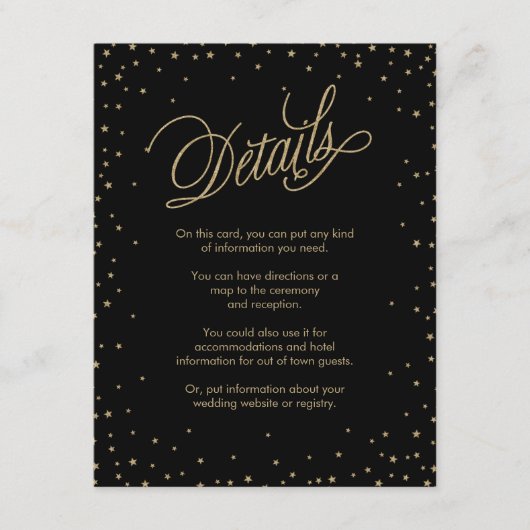D'accompagnement Carte Mariage noir Gold Stars (Devant)