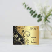 D'accompagnement Carte Mariage RSVP Elegant Gold Flower (Debout devant)