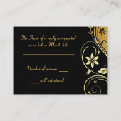 D'accompagnement Carte Mariage RSVP Elegant Gold Flower (Dos)