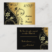 D'accompagnement Carte Mariage RSVP Elegant Gold Flower (Devant / Derrière)