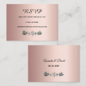 D'accompagnement Carte mariage RSVP fleurs succulentes or rose (Devant / Derrière)