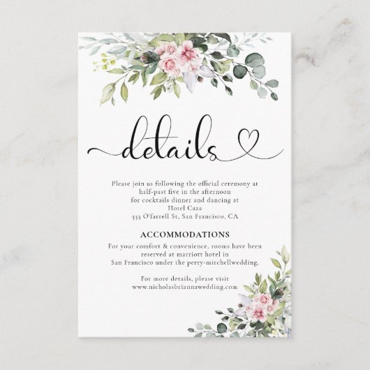 D'accompagnement Carte Mariage vert rose rose (Devant)